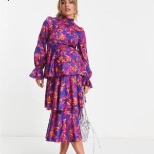 Elegant Purple Floral Women's Dress